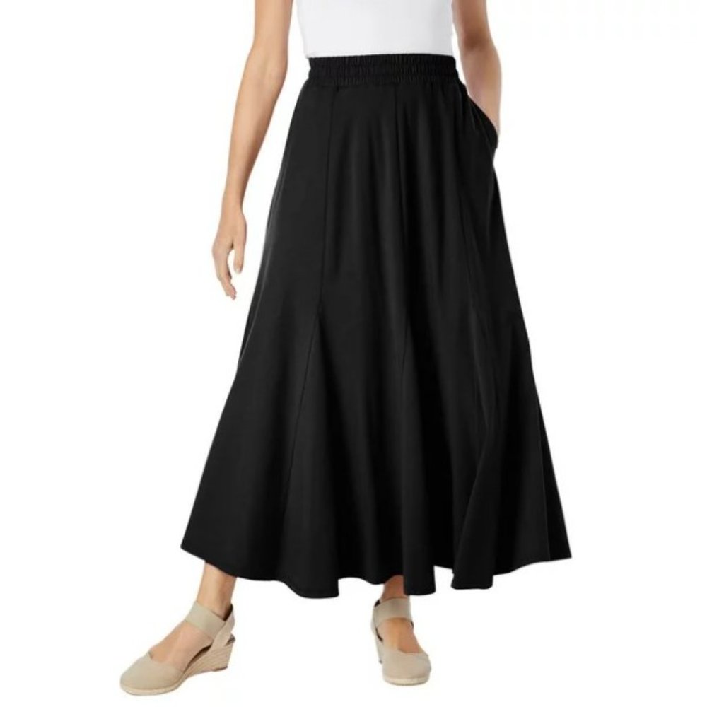 Woman Within BLACK GORED SKIRT ~ Size L(18/20)